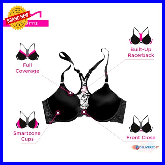 Front Close Racerback Bra with Underwire, Lightly Lined Full Coverage Support - Picture 4 of 7